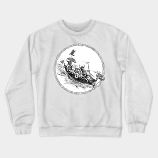 Crazy vikings in canoe Crewneck Sweatshirt